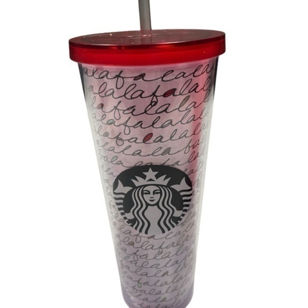 Starbucks Fa La La Travel Tumbler Cold Cup 24 OZ Venti Cup With clear stβ¦